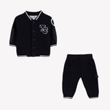 Boys Navy Blue Jersey Varsity Trouser Set
