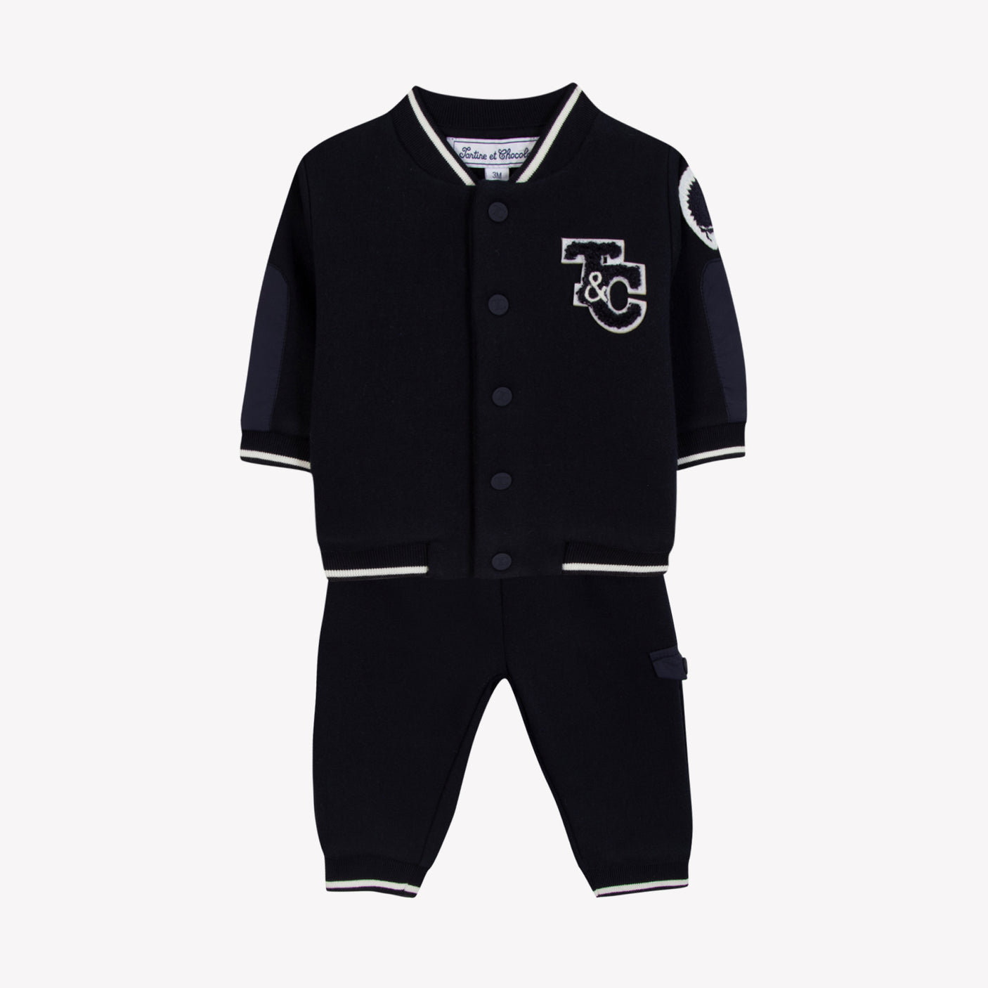 Boys Navy Blue Jersey Varsity Trouser Set