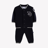 Boys Navy Blue Jersey Varsity Trouser Set