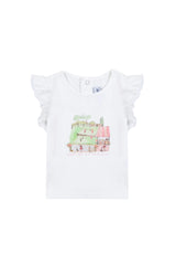T-Shirt - White Cotton Illustration Tennis
