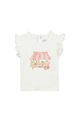 T-Shirt - White Cotton Illustration Flower Market