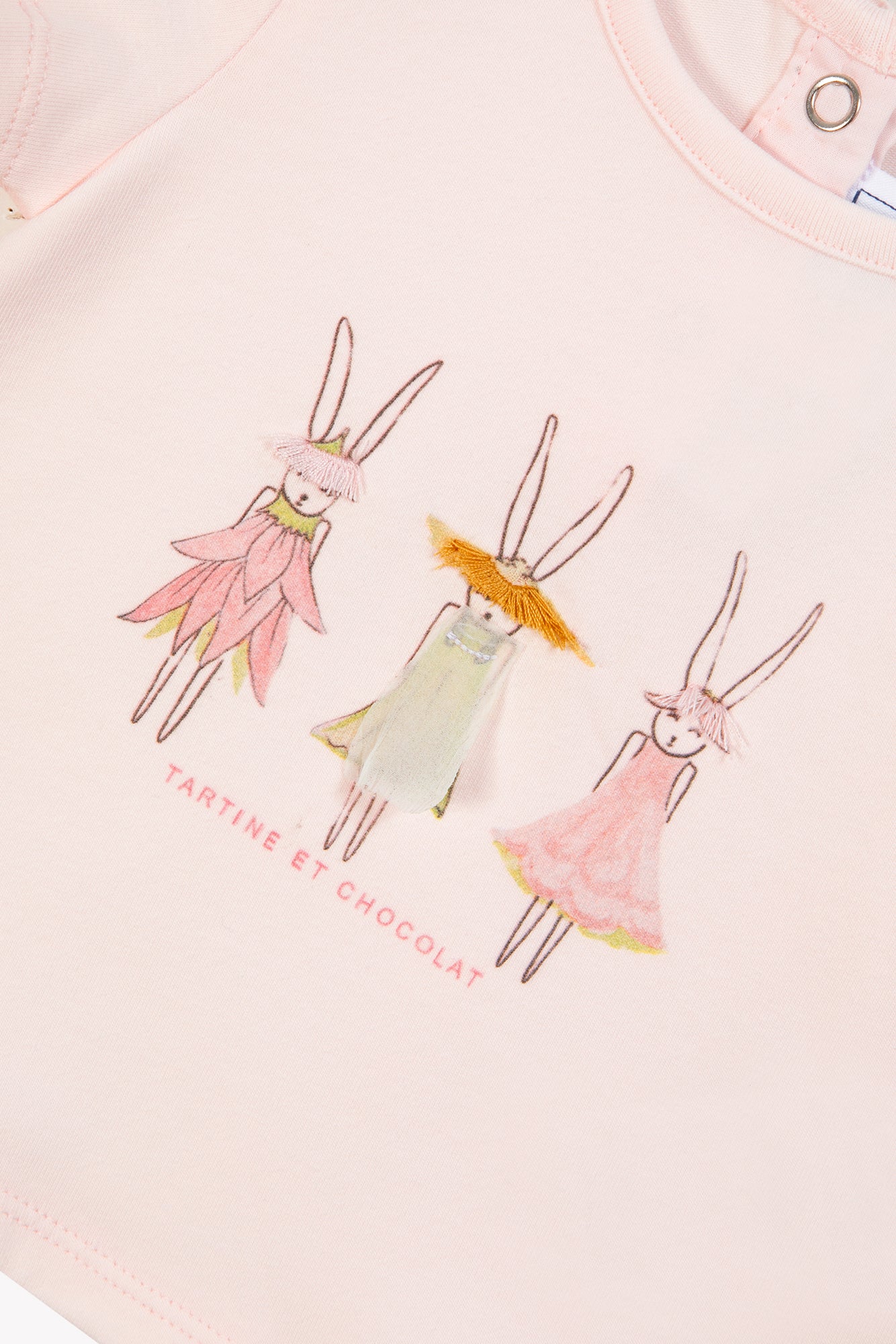 تيشيرت - قطن وردي فاتح برسمة الأرنب