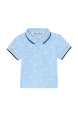 Polo Shirt - Blue Cloud Cotton Print Seaside