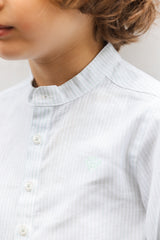 Shirt - Sage Linen Mao Collar