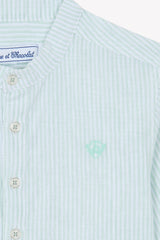 Shirt - Sage Linen Mao Collar