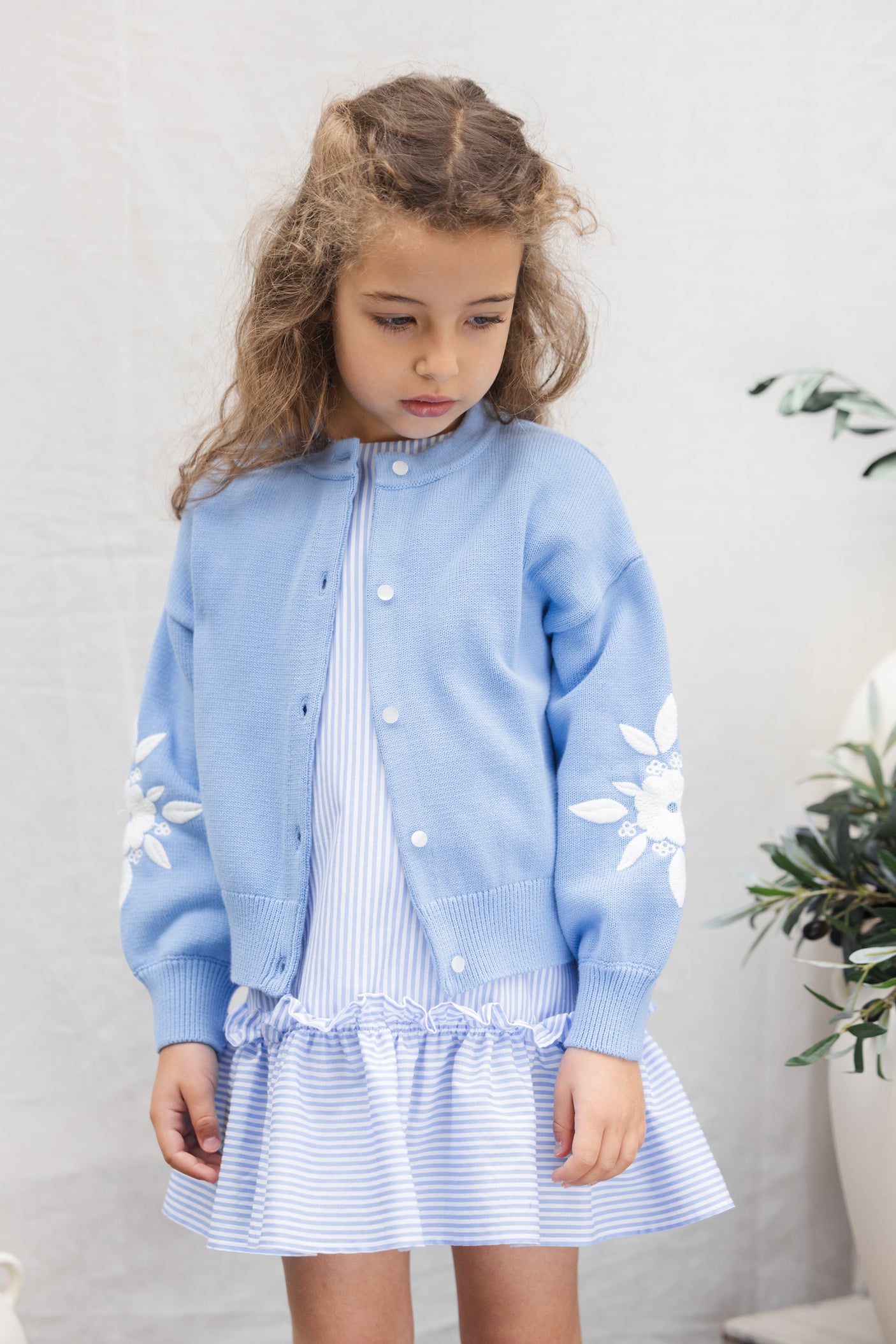 Cardigan - Azure Cotton Embroidered
