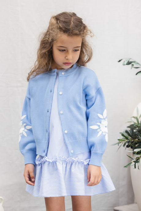 Cardigan - Azure Cotton Embroidered