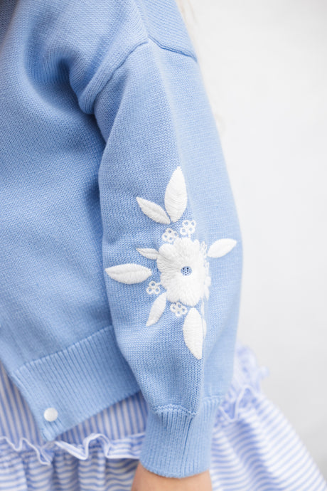 Cardigan - Azure Cotton Embroidered