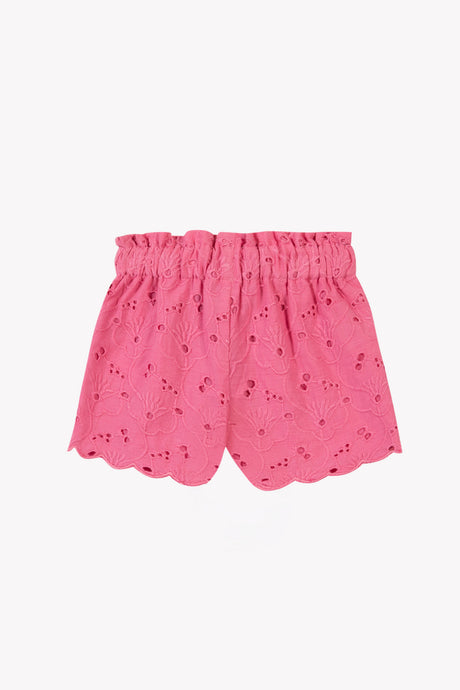 Shorts - Pink Cotton Embroidery English