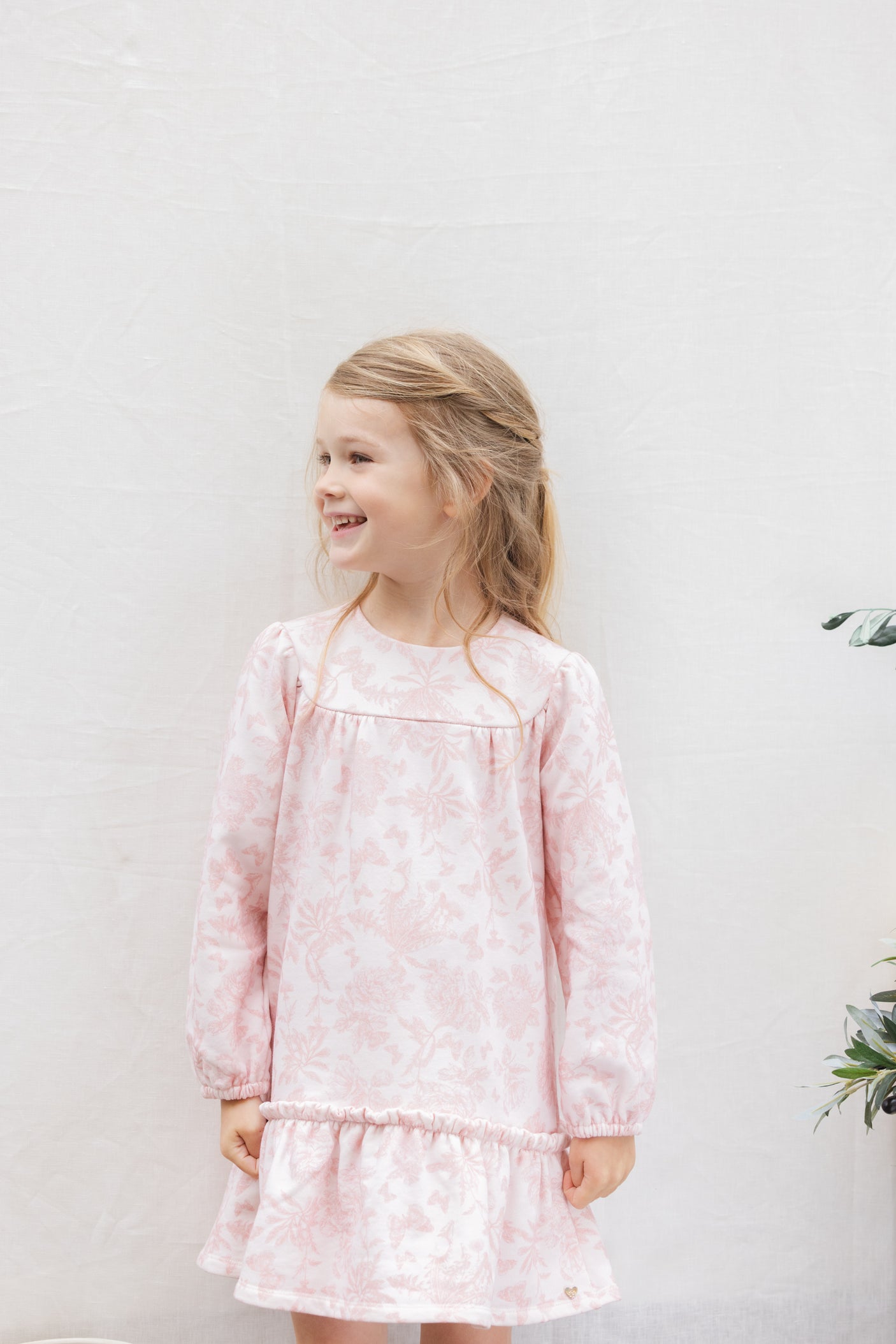 Dress - Pink Cotton Print Inspiration Toile De Jouy