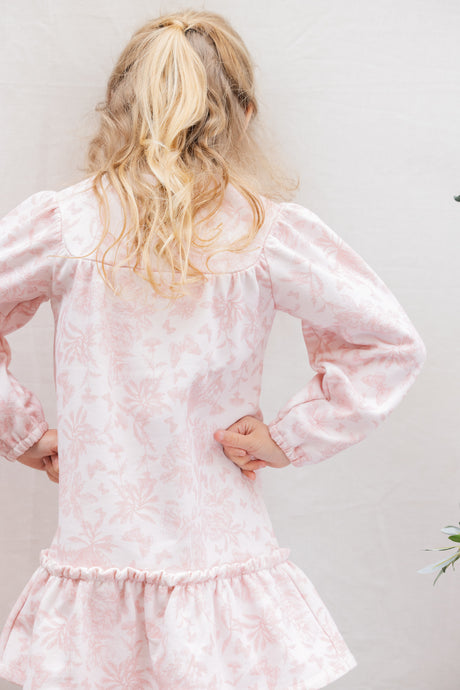 Dress - Pink Cotton Print Inspiration Toile De Jouy