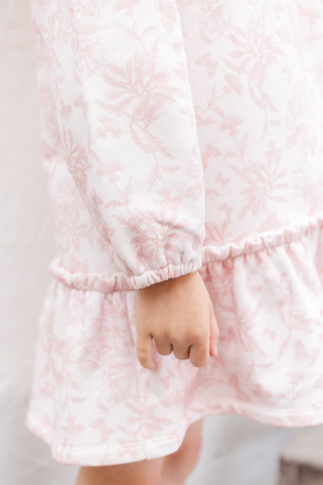 Dress - Pink Cotton Print Inspiration Toile De Jouy