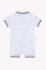 Jumpsuit Short - White Cotton Print Sports Club