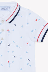 Jumpsuit Short - White Cotton Print Sports Club