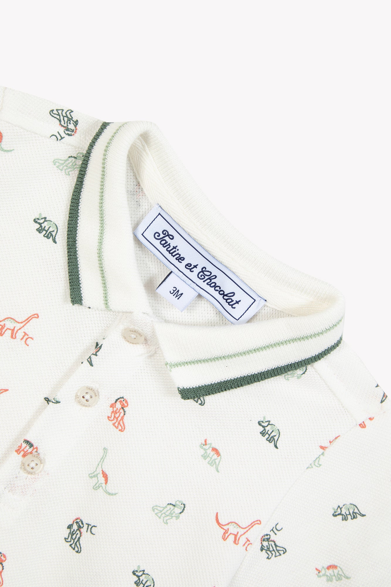 Jumpsuit Short - Ecru Cotton Print Dinosaur