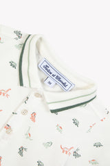 Jumpsuit Short - Ecru Cotton Print Dinosaur