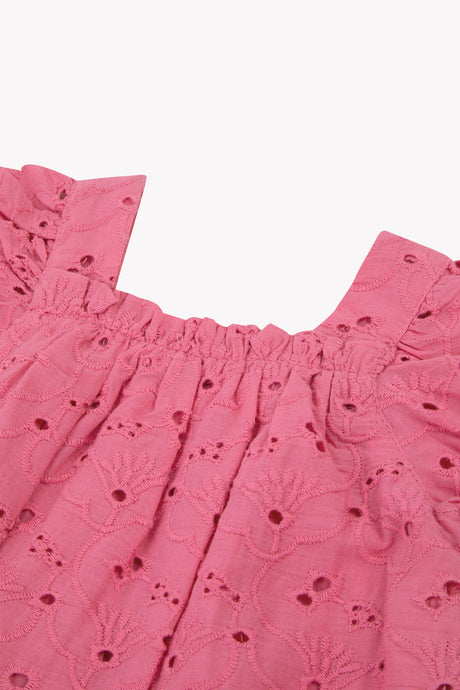 Jumpsuit - Pink Cotton Embroidery English