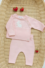 Jumpsuit Long - Pink Cotton Embroidery Rabbit
