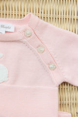 Jumpsuit Long - Pink Cotton Embroidery Rabbit