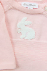 Jumpsuit Long - Pink Cotton Embroidery Rabbit