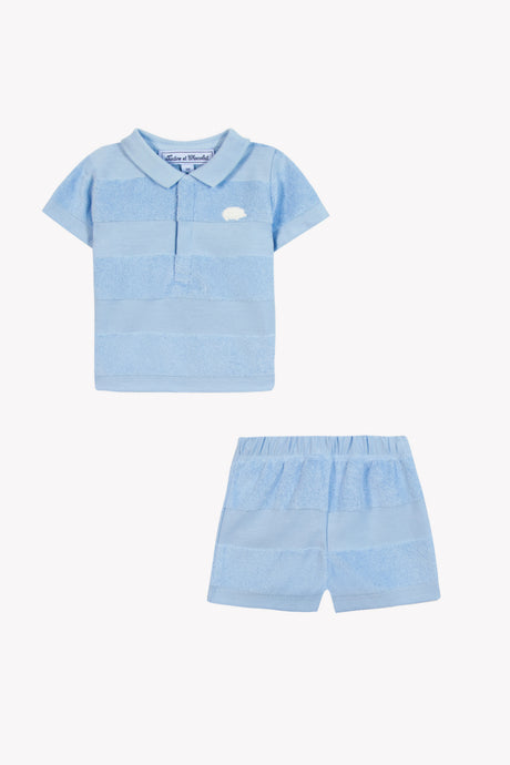 Short Set - Blue Cloud Cotton Stripes