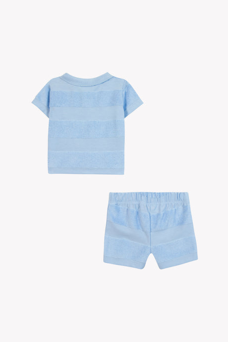 Short Set - Blue Cloud Cotton Stripes
