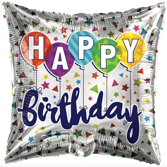 Happy Birthday Confetti Square Balloon 18"