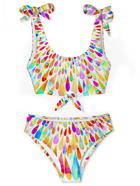 Tie Dye Drops Shoulder Tie Bikini