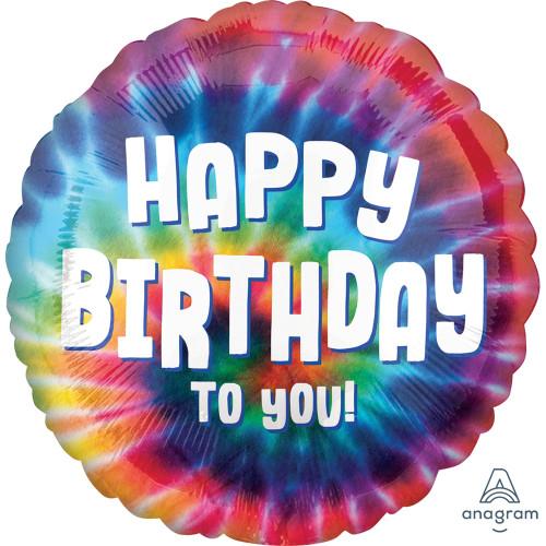 Tie Dye Happy Birthday Foil Balloon 18"