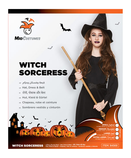 Witch Sorceress Halloween Costume - Black