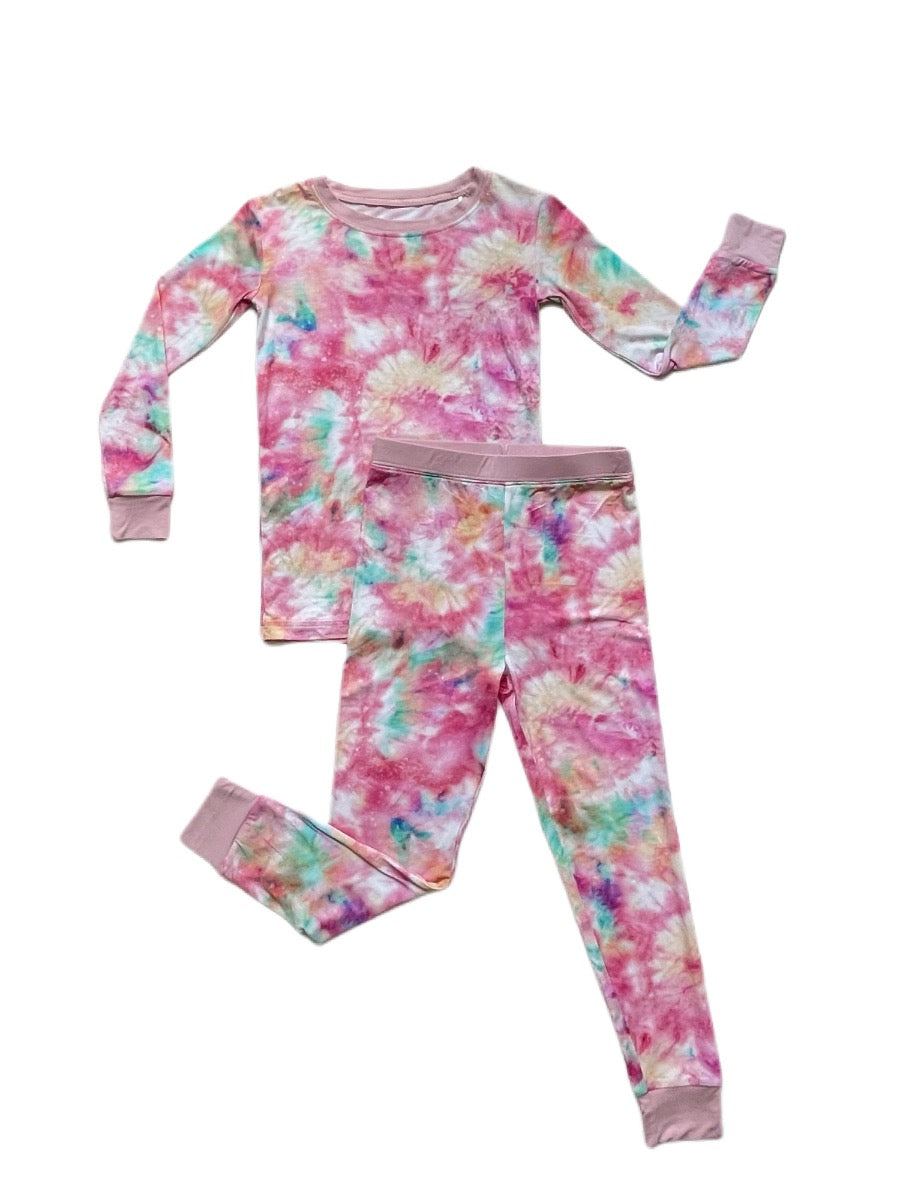 Cotton Candy Tie Dye Two Piece Bamboo Viscose Pajama Set