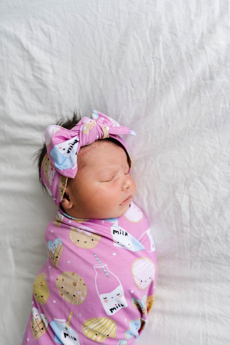 Pink Cookies Bamboo Swaddle + Headband