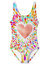 Tie Dye Drops Heart Tank Swimsuit