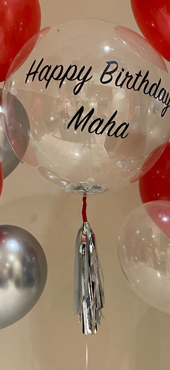 Personalized 24" Crystal Balloon with Confetti and Tassels