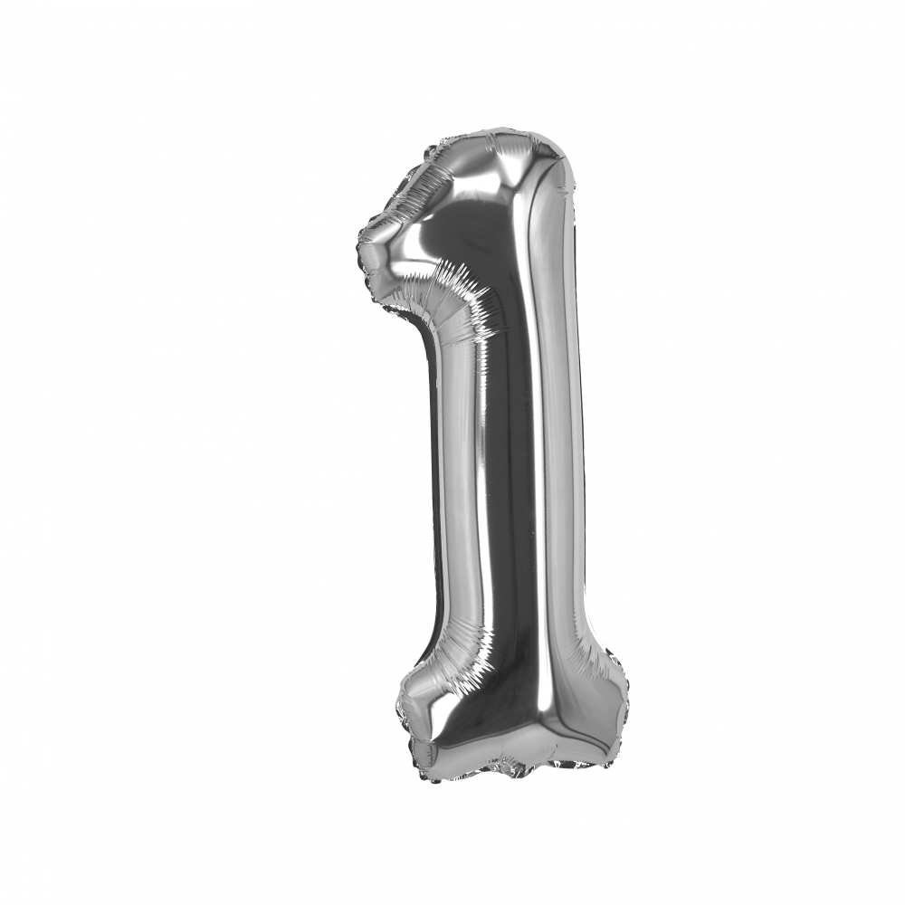 Foil Balloon Number 1 Silver 28"