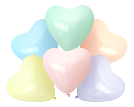 Latex Heart Balloon Pastel Colors 12"