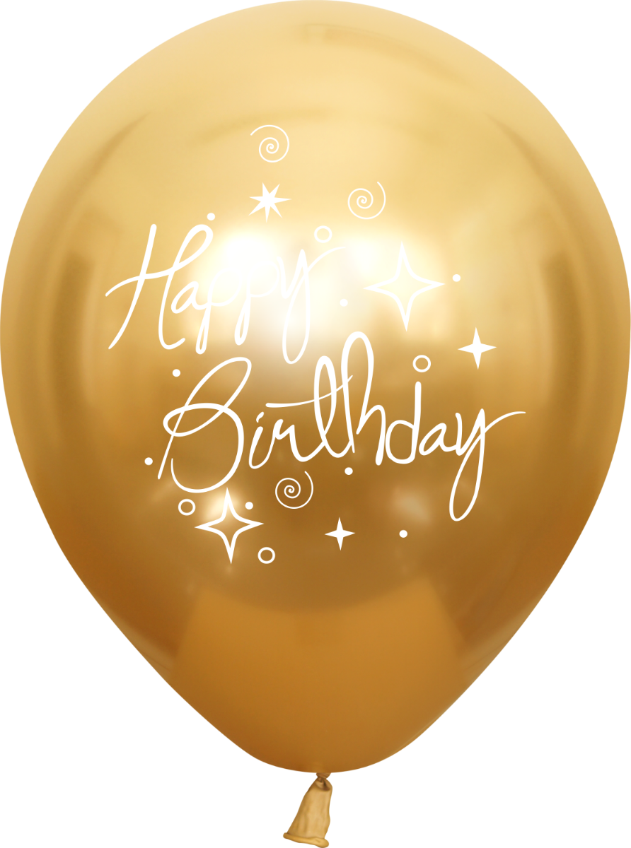 Mirror Happy Birthday Gold Latex Balloons 11"