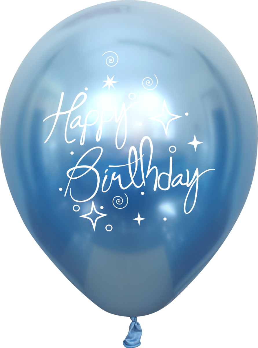 Mirror Happy Birthday Blue Latex Balloons 11"