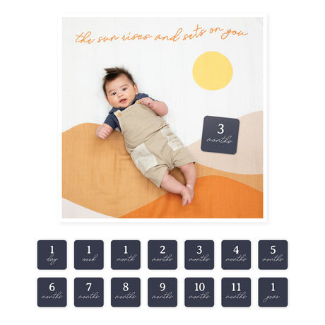 Baby's First Year Blanket&Cards Set - Sun Rise