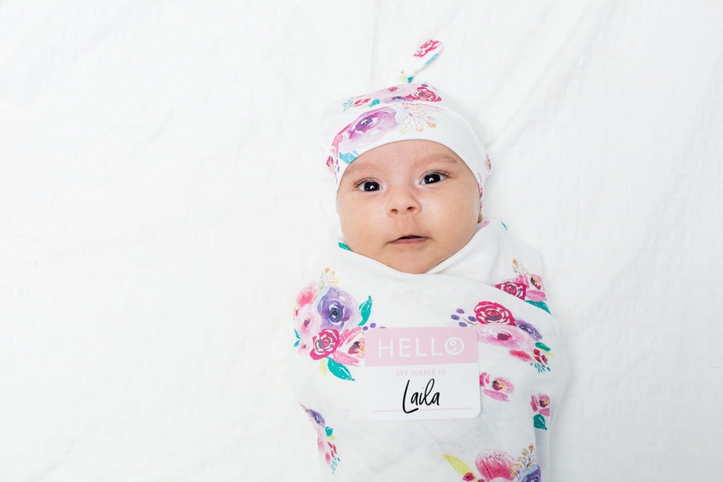 Hello World Set (Bamboo Hat + Swaddle blanket) - Posies