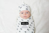 Hello World Set (Bamboo Hat + Swaddle blanket) - XO