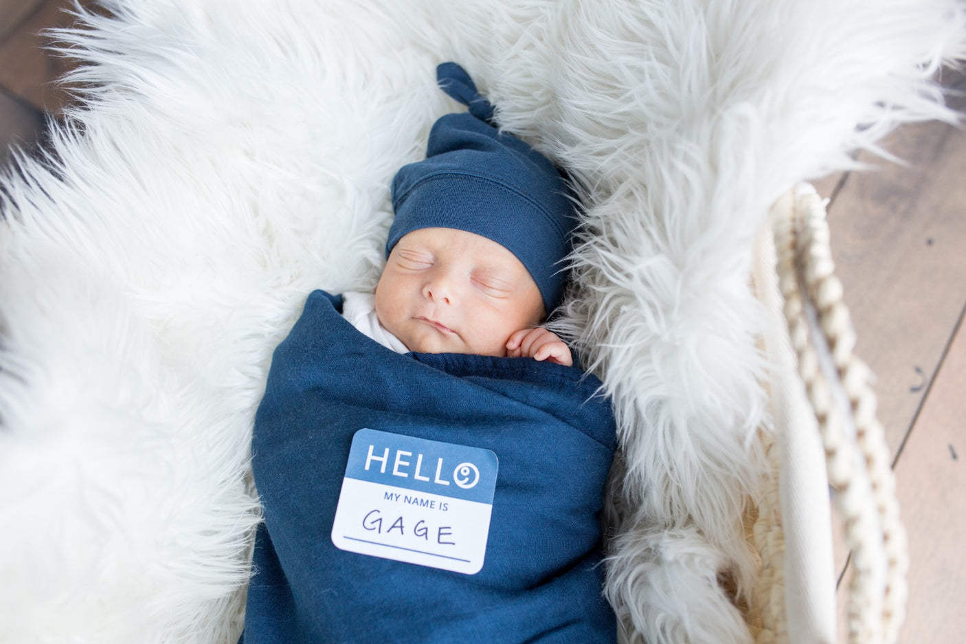 Hello World Swaddle & Hat Set - Navy