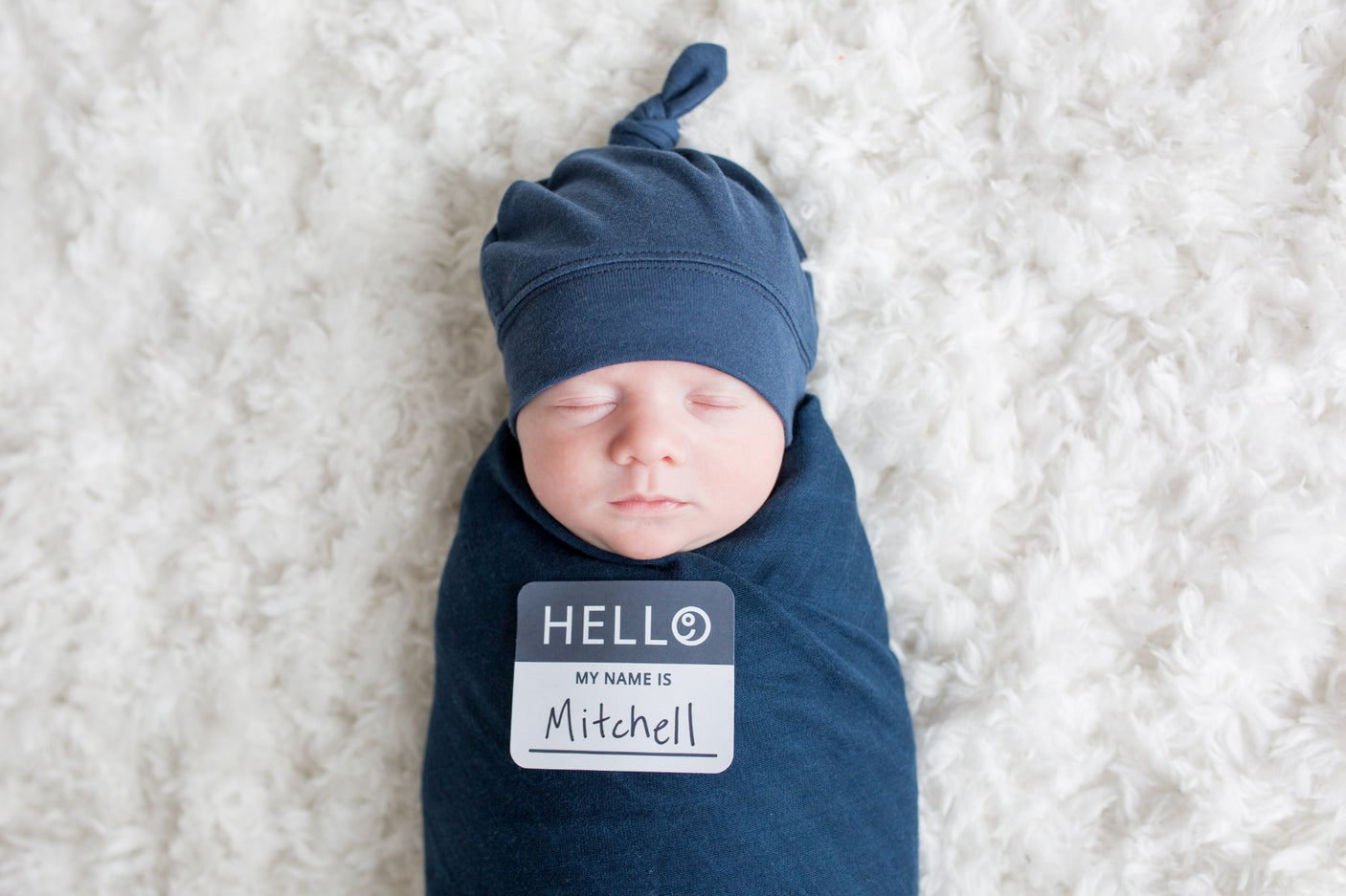 Hello World Swaddle & Hat Set - Navy