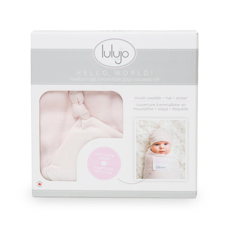 Hello World Swaddle & Hat Set - Pink