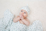 Hello World Set (Bamboo Hat + Swaddle blanket) - Blueberries