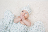 Hello World Set (Bamboo Hat + Swaddle blanket) - Blueberries