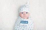 Hello World Set (Bamboo Hat + Swaddle blanket) - Blueberries