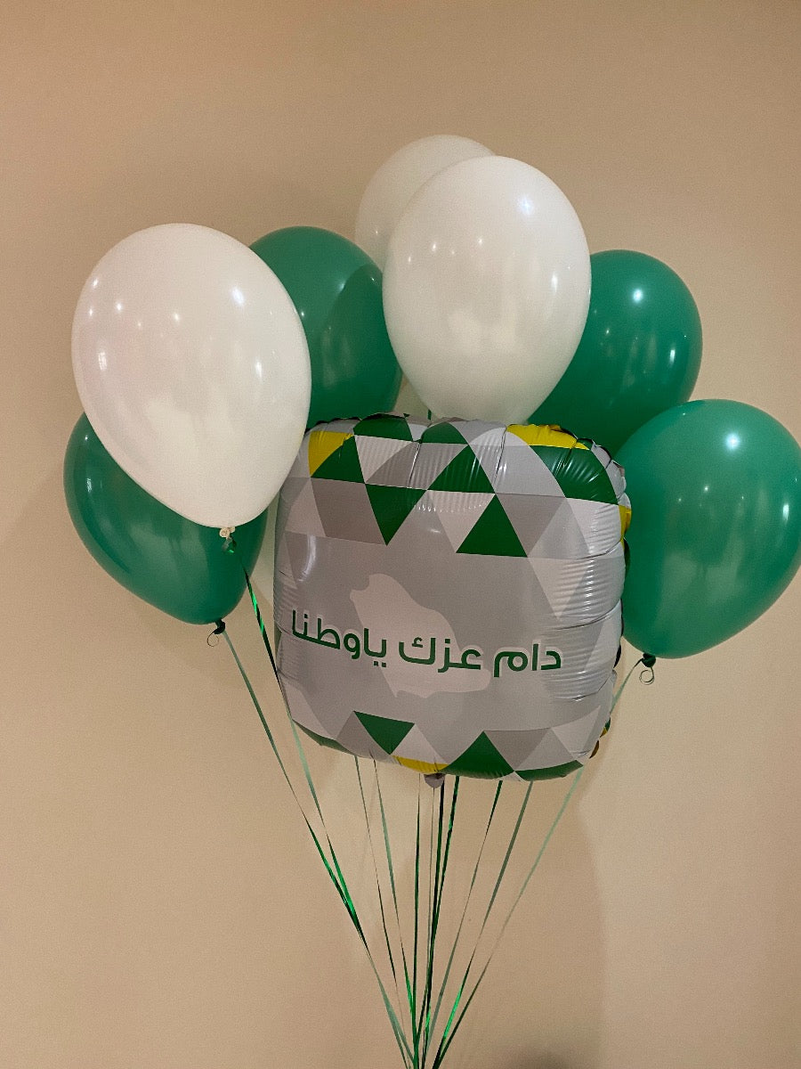 National Day Bouquet of 1 Foil and 12 Latex Balloons - Geo