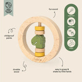 Wooden round rattle - Mr. Dino