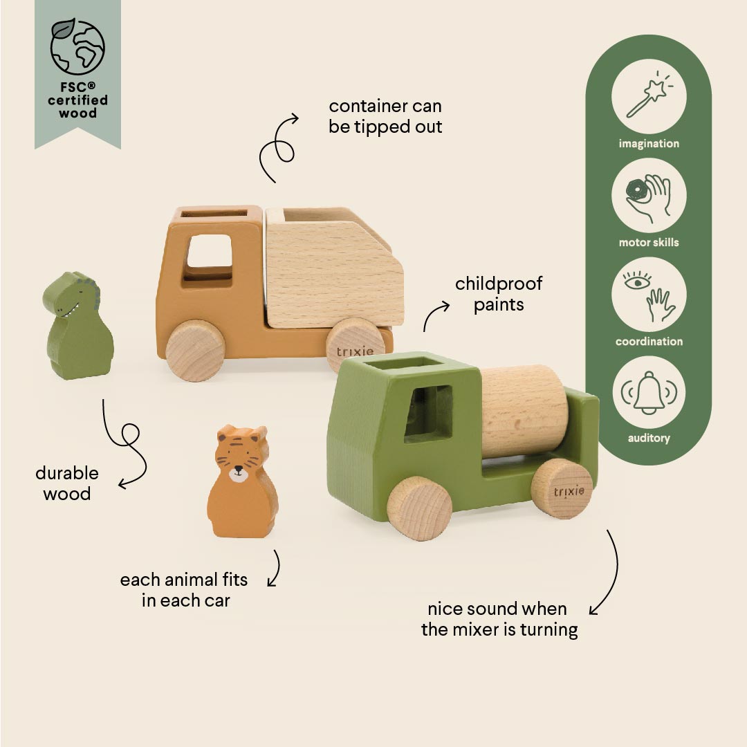 Wooden Animal Construction Cars